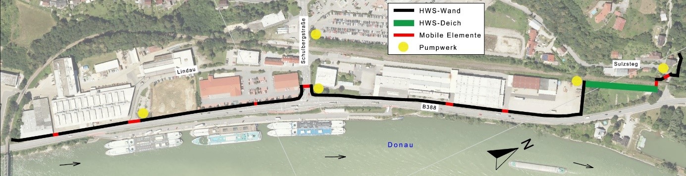 Lageplan Hochwasserschutz Passau